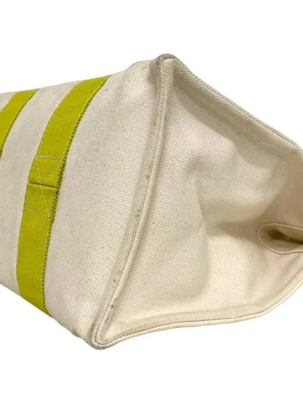 Hermes Tote Bora PM White Green Yellow Canvas